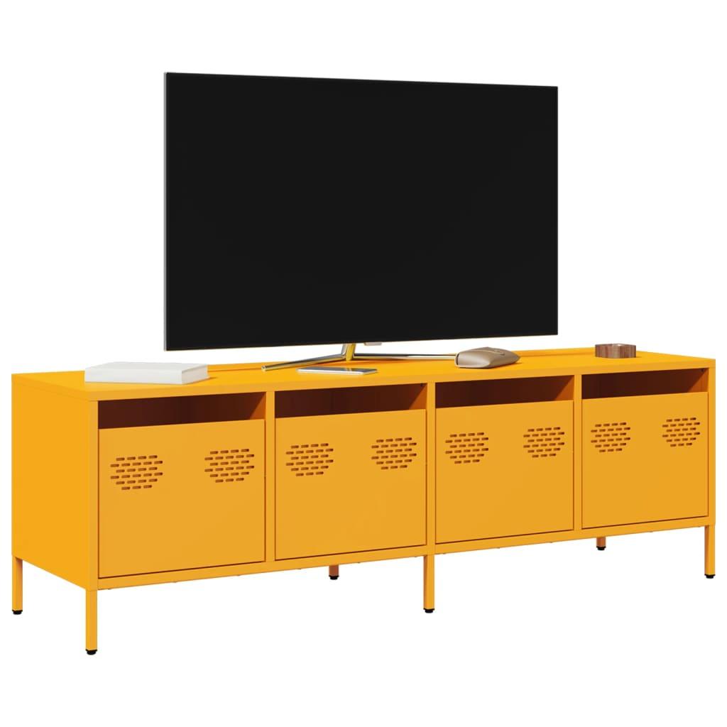 Tv-bord 135x39x43,5 cm koldvalset stål sennepsgul