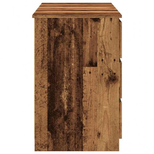 Skrivebord med 6 skuffer 140×50×77 cm - antikt trælook