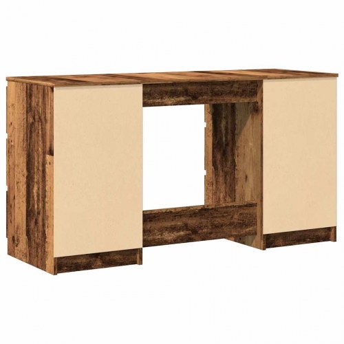 Skrivebord med 6 skuffer 140×50×77 cm - antikt trælook