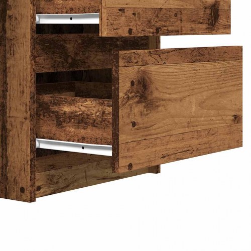 Skrivebord med 6 skuffer 140×50×77 cm - antikt trælook