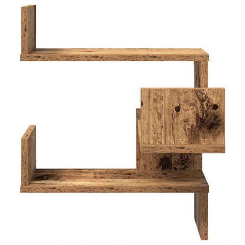 Væghængt hjørnehylde - 2 stk. 40×40×49,5 cm i konstrueret træ, antikt træ