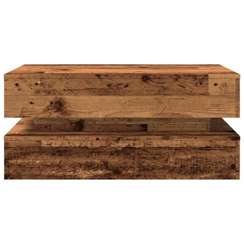 Sofabord med LED-lys 90 x 50 x 40 cm - antikt træ