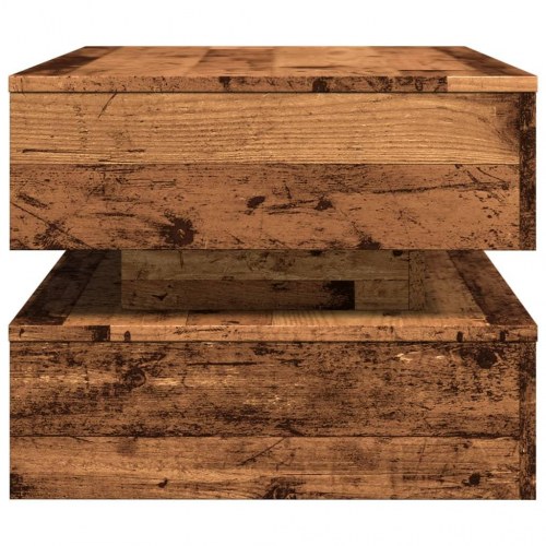 Sofabord med LED-lys 90 x 50 x 40 cm - antikt træ