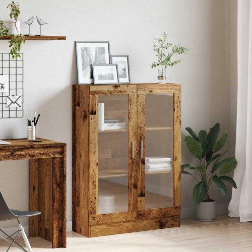 Bogskab med glaslåger - 82,5×30,5×115 cm, konstrueret træ i antikt træ