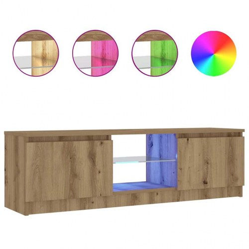 Tv-bord med LED-lys - 120×30×36 cm i konstrueret træ, kunsteg