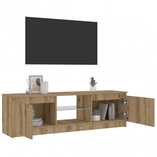 Tv-bord med LED-lys - 120×30×36 cm i konstrueret træ, kunsteg
