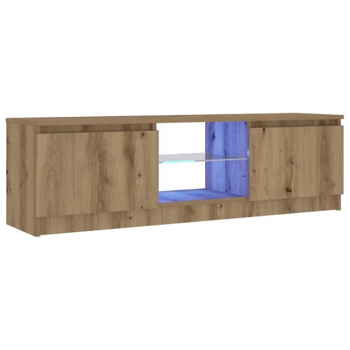 Tv-bord med LED-lys - 120×30×36 cm i konstrueret træ, kunsteg