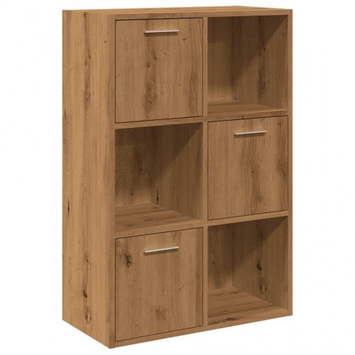 Bogreol med 6 rum og 3 låger - 60,5×30×90 cm, kunsteg