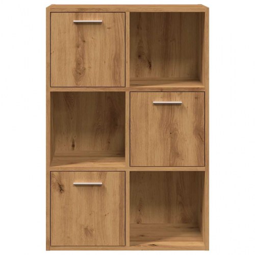 Bogreol med 6 rum og 3 låger - 60,5×30×90 cm, kunsteg