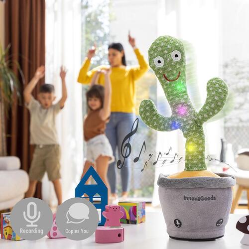Genopladelig dansende og talende kaktus med musik og multifarvede LED-lys Cacxi InnovaGoods