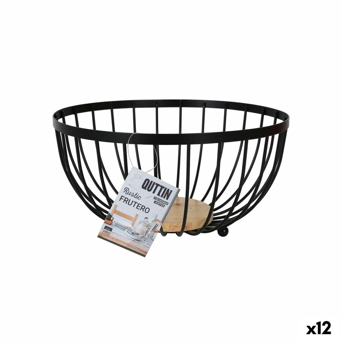Frugtskål Confortime Rustic Sort 25 X 25 X 13 Cm 390 Cm 12 Enheder