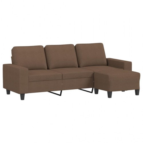 3-personers sofa med fodskammel - stof, brun, sædebredde 180 cm