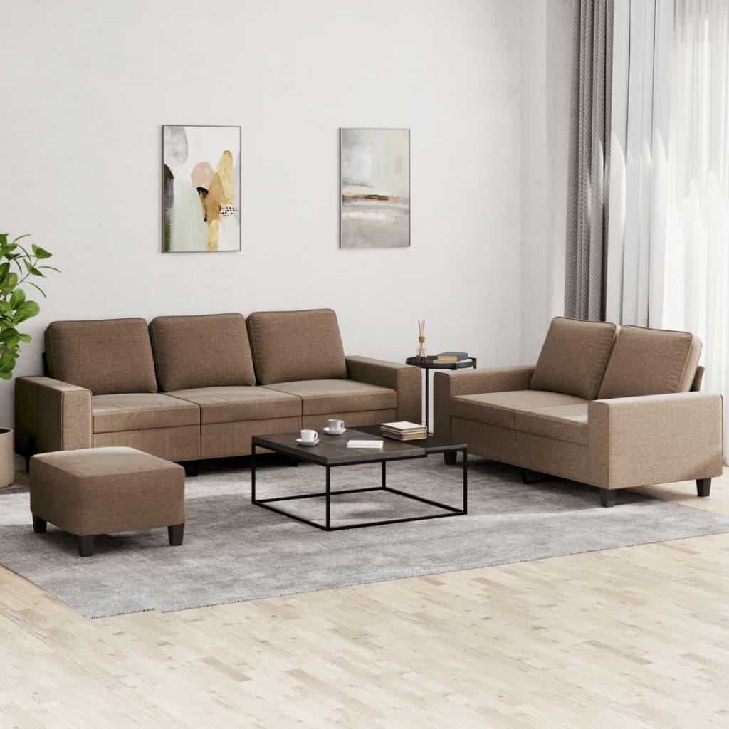 Sofasæt 3 dele stof brun