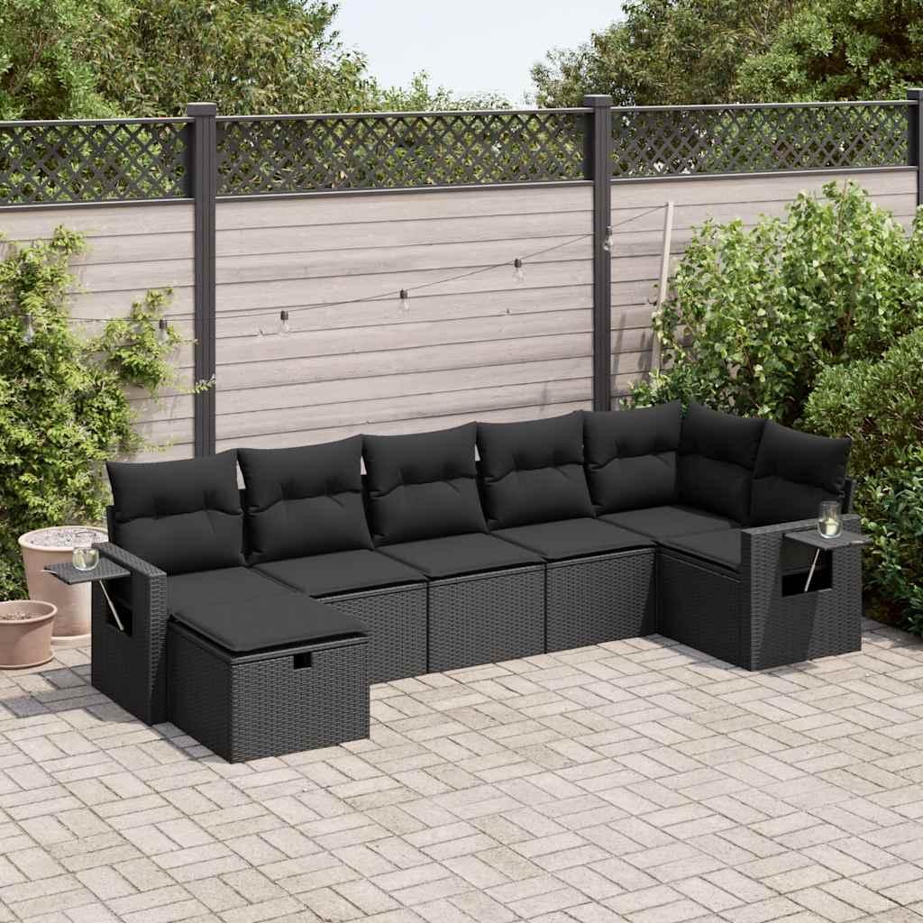 Sofasæt Til Haven 8 Dele Med Hynder Polyrattan - Sort / med opbevaring
