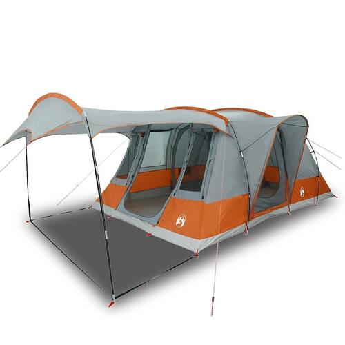 5-personers campingtelt vandafvisende grå og orange