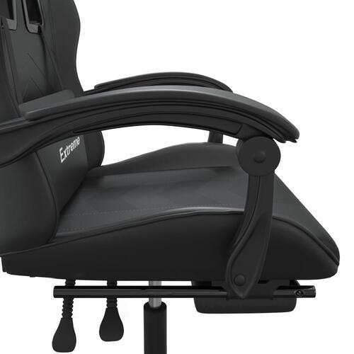Drejelig gamingstol med fodstøtte kunstlæder sort