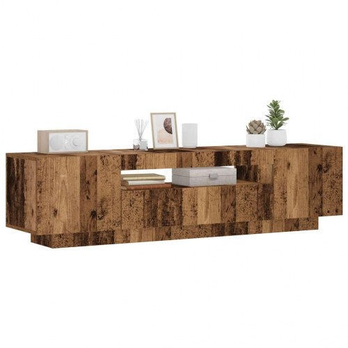 Tv-bord med LED-lys - 160×35×40 cm, konstrueret træ, antikt træ