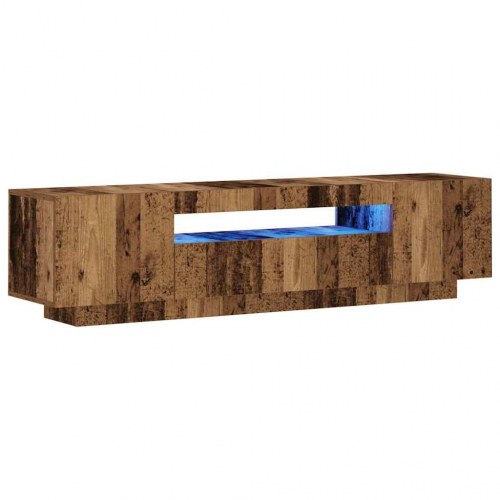 Tv-bord med LED-lys - 160×35×40 cm, konstrueret træ, antikt træ