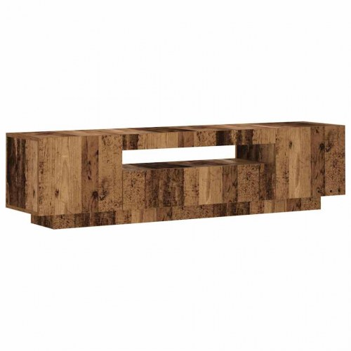 Tv-bord med LED-lys - 160×35×40 cm, konstrueret træ, antikt træ