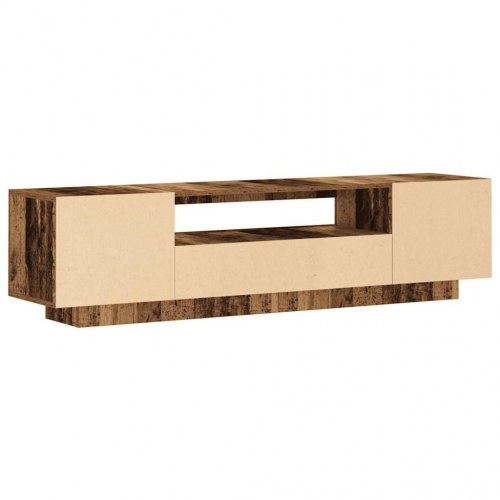 Tv-bord med LED-lys - 160×35×40 cm, konstrueret træ, antikt træ