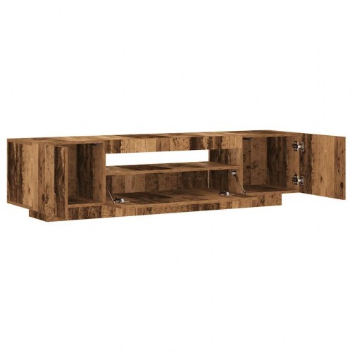 Tv-bord med LED-lys - 160×35×40 cm, konstrueret træ, antikt træ