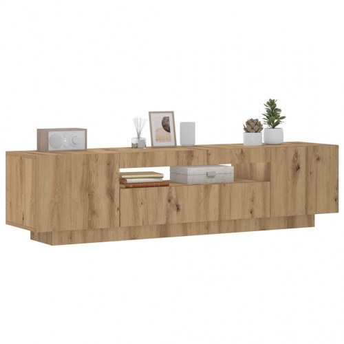 Tv-bord med LED-lys - 160×35×40 cm i konstrueret træ, kunsteg