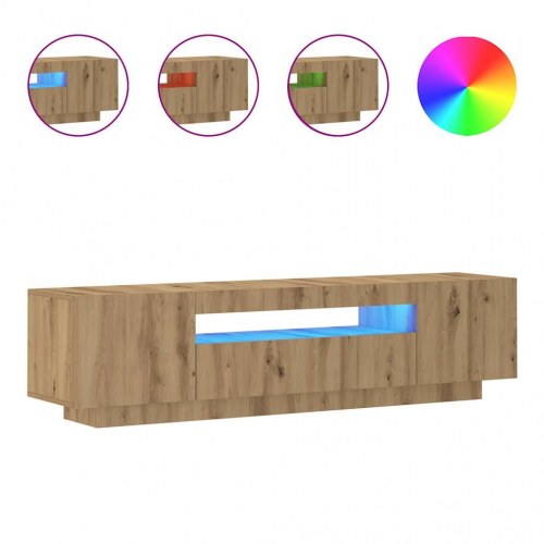 Tv-bord med LED-lys - 160×35×40 cm i konstrueret træ, kunsteg