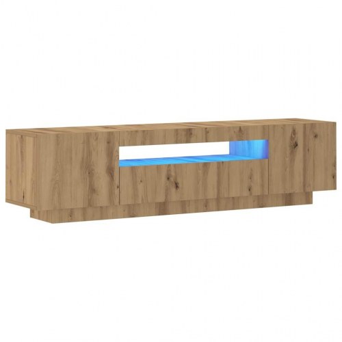Tv-bord med LED-lys - 160×35×40 cm i konstrueret træ, kunsteg