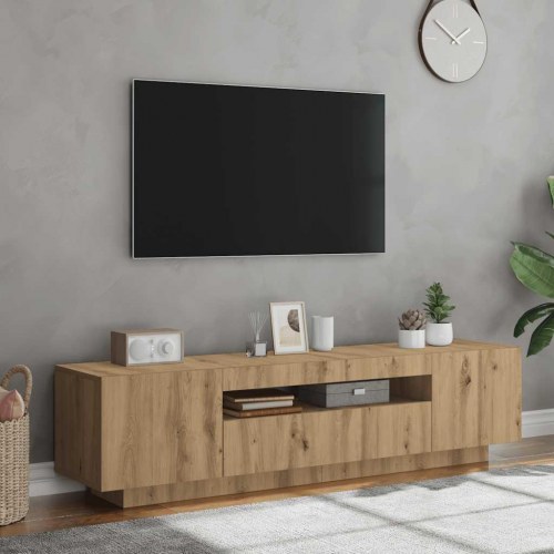 Tv-bord med LED-lys - 160×35×40 cm i konstrueret træ, kunsteg