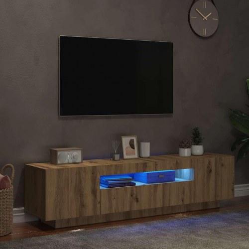 Tv-bord med LED-lys - 160×35×40 cm i konstrueret træ, kunsteg
