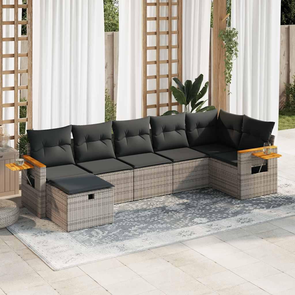 Sofasæt Til Haven 8 Dele Med Hynder Polyrattan - Grå / med opbevaring