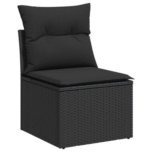 Sofasæt til haven i polyrattan - 5 dele med hynder, sort