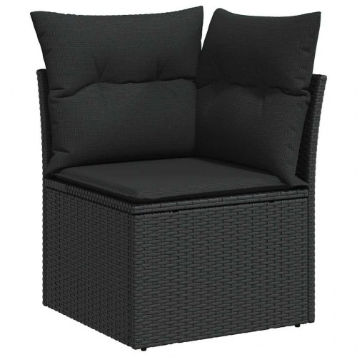 Sofasæt til haven i polyrattan - 5 dele med hynder, sort