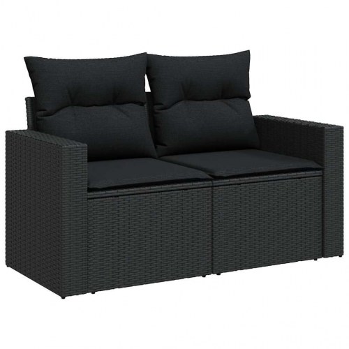 Sofasæt til haven i polyrattan - 5 dele med hynder, sort