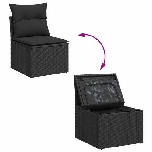 Sofasæt til haven i polyrattan - 5 dele med hynder, sort