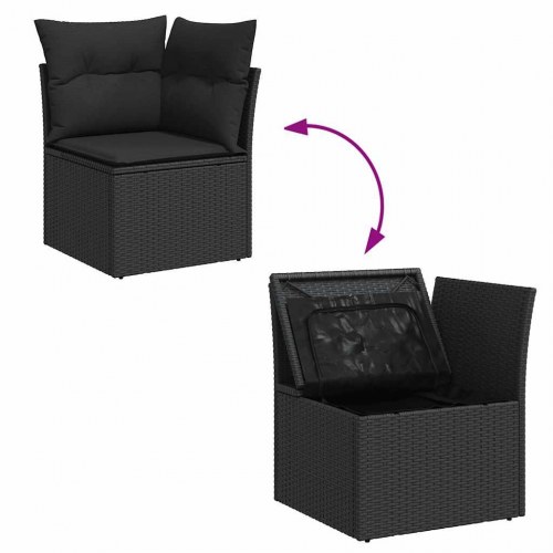 Sofasæt til haven i polyrattan - 5 dele med hynder, sort