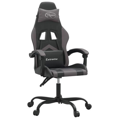 Drejelig gamingstol kunstlæder sort og grå