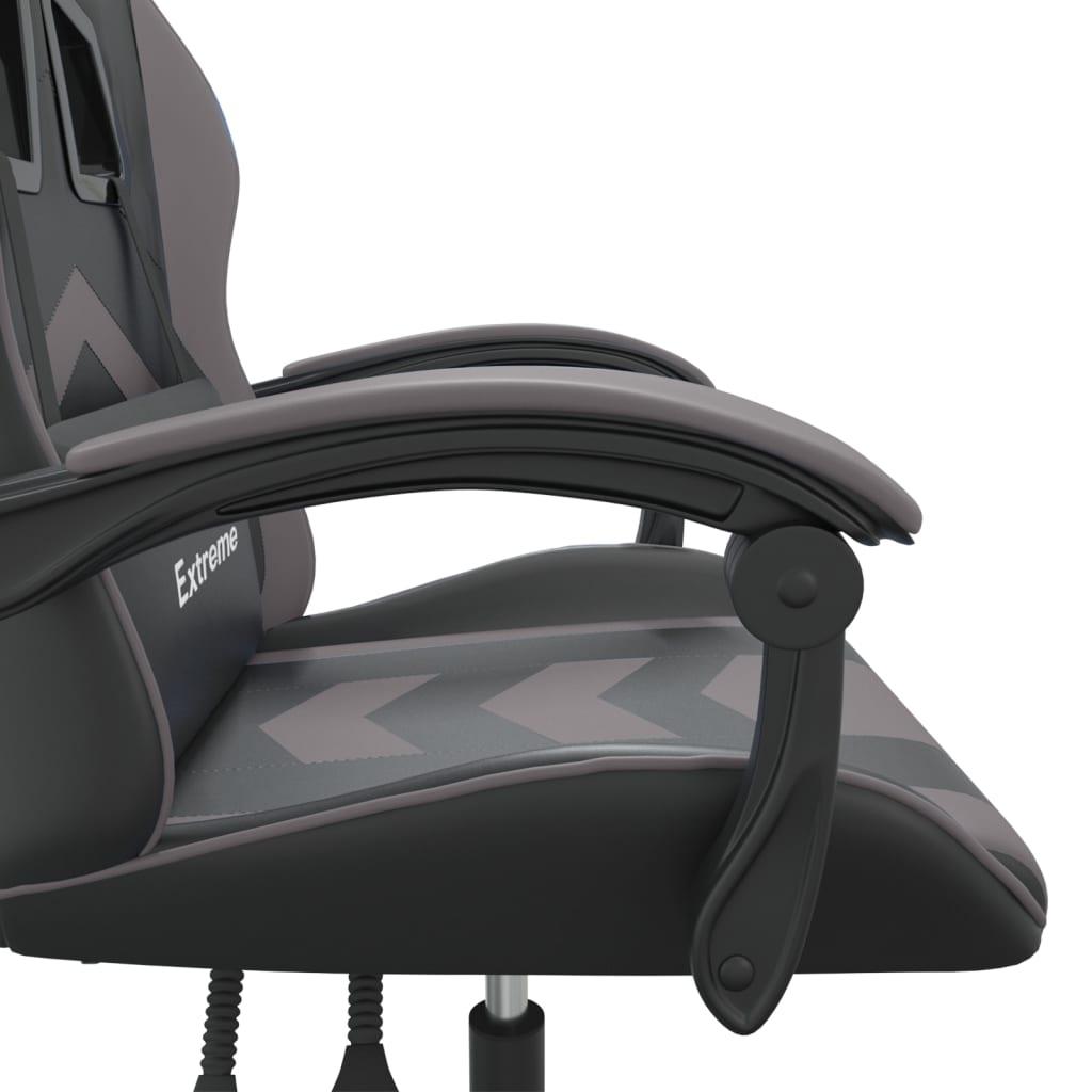 Drejelig gamingstol kunstlæder sort og grå