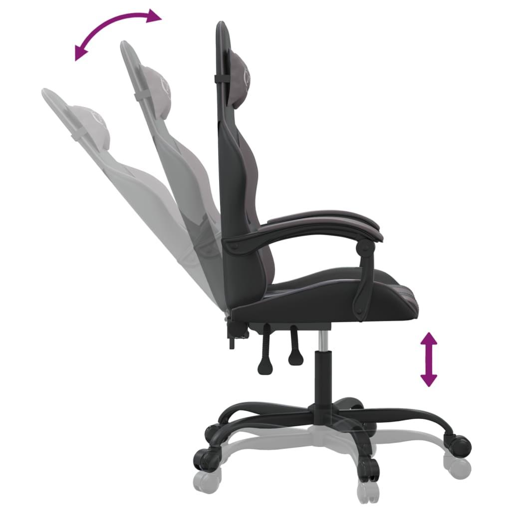 Drejelig gamingstol kunstlæder sort og grå