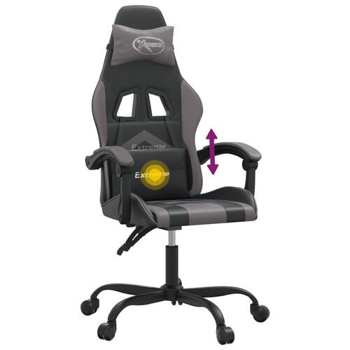 Drejelig gamingstol kunstlæder sort og grå