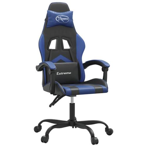 Drejelig gamingstol kunstlæder sort og blå