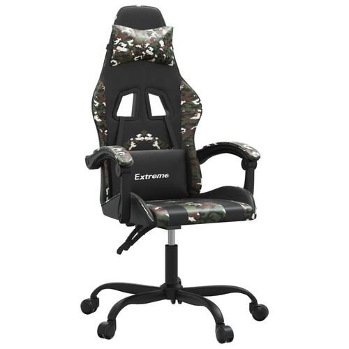 Drejelig gamingstol kunstlæder sort og camouflage