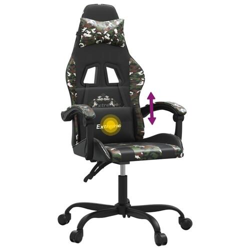 Drejelig gamingstol kunstlæder sort og camouflage