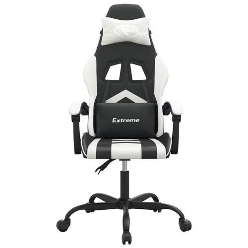 Drejelig gamingstol kunstlæder sort og hvid