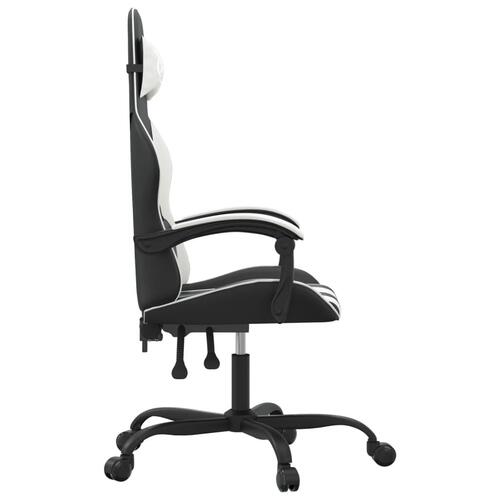 Drejelig gamingstol kunstlæder sort og hvid