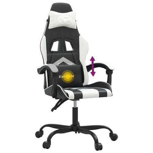 Drejelig gamingstol kunstlæder sort og hvid