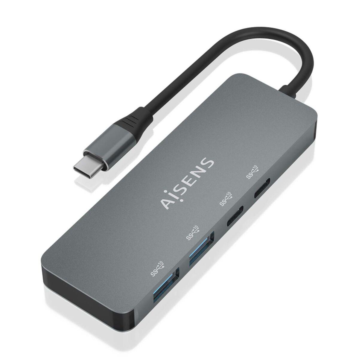 Aisens USB-C hub A109-0694, grå - 4 porte USB 3.2