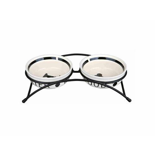 Madskål til hund - Trixie dobbelt skål på stativ, 2 × 250 ml