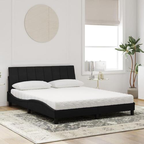 Seng med madras 160x200 cm velour sort