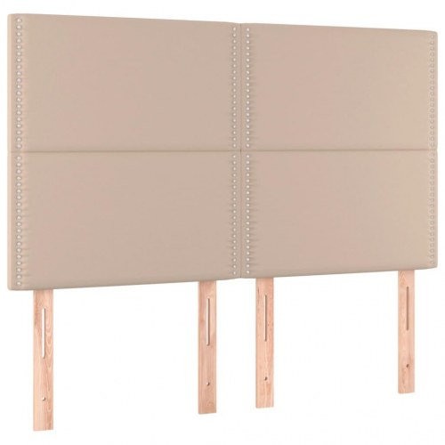 Sengeramme med sengegavl 140x190 cm kunstlæder cappuccinofarvet